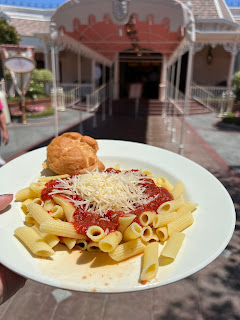 plate of paste with roll