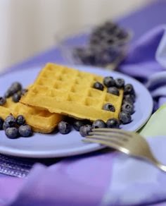 Waffled Blueberry French Toast with a Carrot-Ginger Smoothie