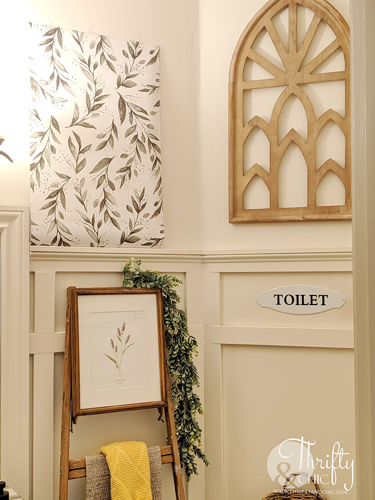 powder room ideas, powder room decor, powder room wallpaper, powder room design, wallpaper and board and batten, peel and stick wallpaper, how to wallpaper, diy wallpaper ideas, peel and stick wallpaper bathroom