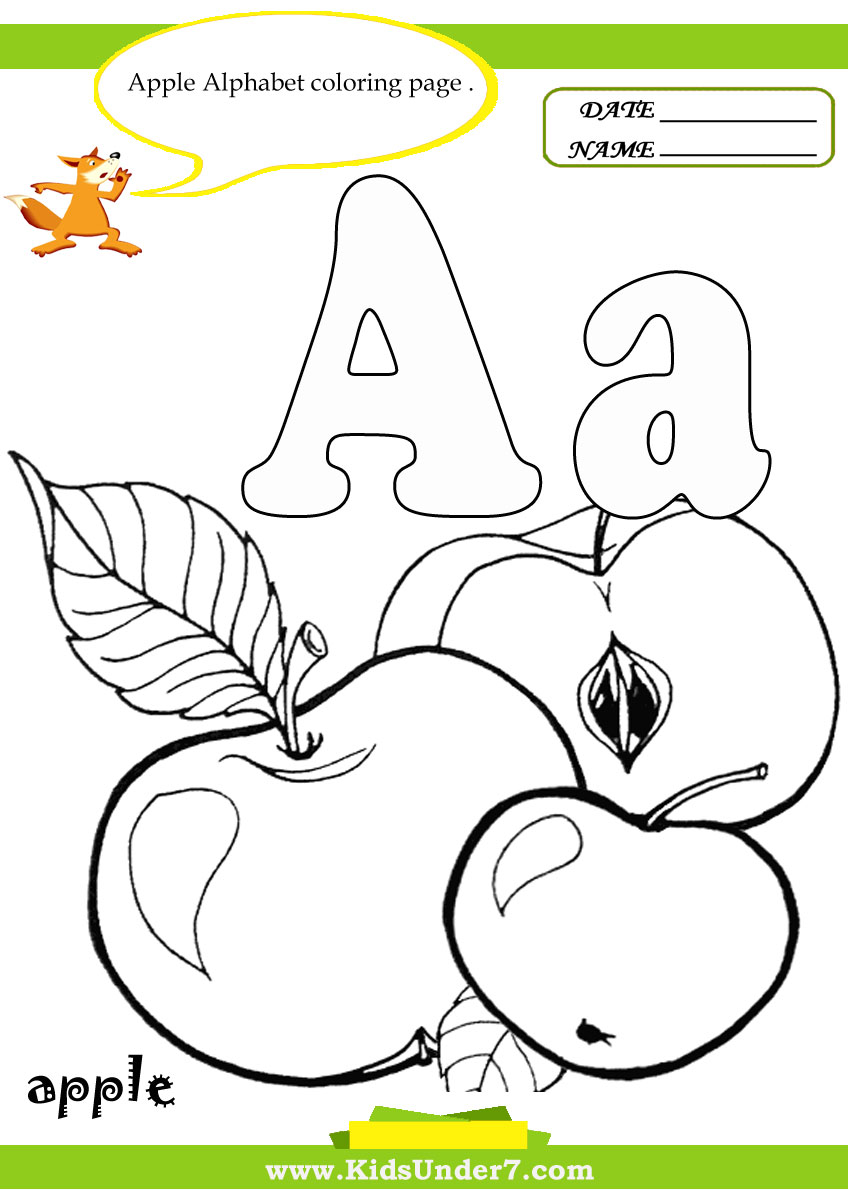 kids under 7 letter a worksheets and coloring pages