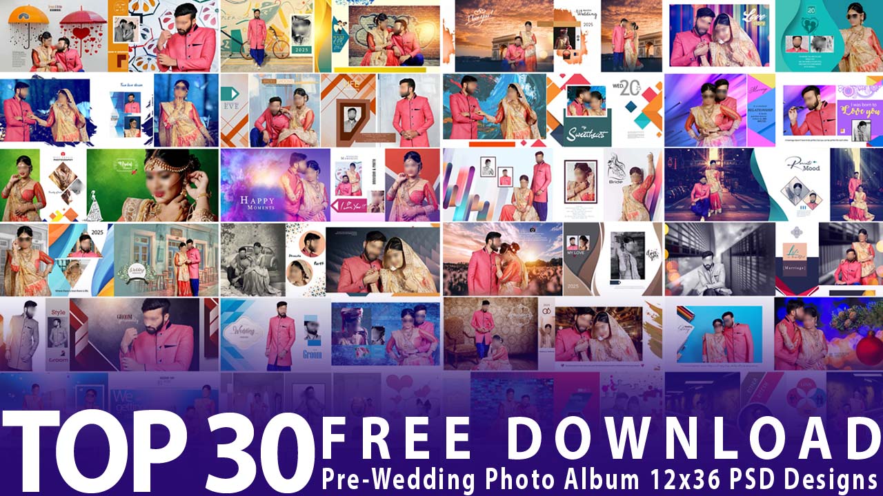 Pre-Wedding Photo Album 12x36 PSD Designs