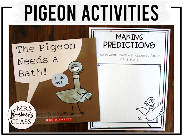 Pigeon book study activities unit with literacy printables, reading companion activities, and a craft for ANY Mo Willems Pigeon book in the series for Kindergarten and First Grade