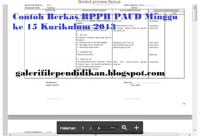 Download Contoh Berkas RPPH PAUD Minggu ke 15 Kurikulum 2013 