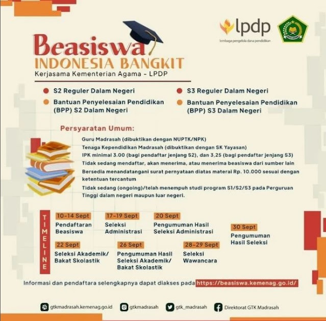 Pendaftaran Beasiswa Indonesia Bangkit Kementrian Agama LPDP 2022