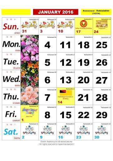 KALENDAR KUDA 2016 ~ CATATAN @ GURU BESAR