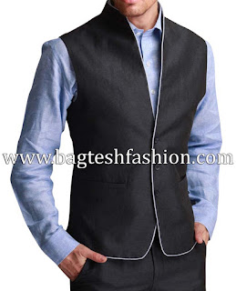 Black linen Nehru jacket