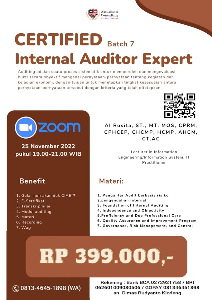 WA.0813-4645-1898 | Certified Internal Auditor Expert (CIAE™) 25 November 2022