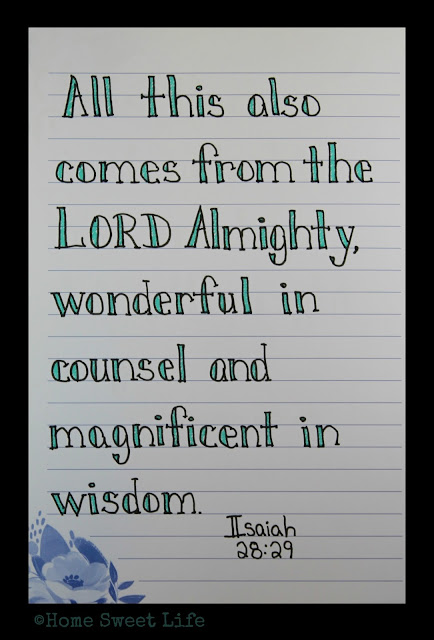 Scripture Writing, Isaiah 28:16, hand lettering