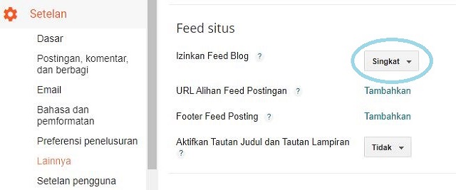 Setting RSS Feed Situs