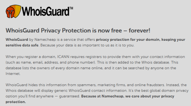  Free WHOISguard Privacy Free Forever