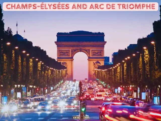 A photo of the Champs-Élysées and Arc de Triomphe