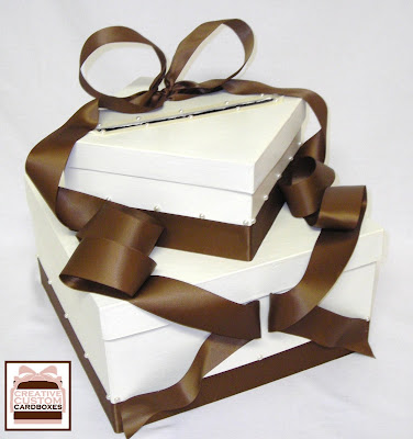  2 tier wedding Creative Custom Card Box with hand placed pearl accents