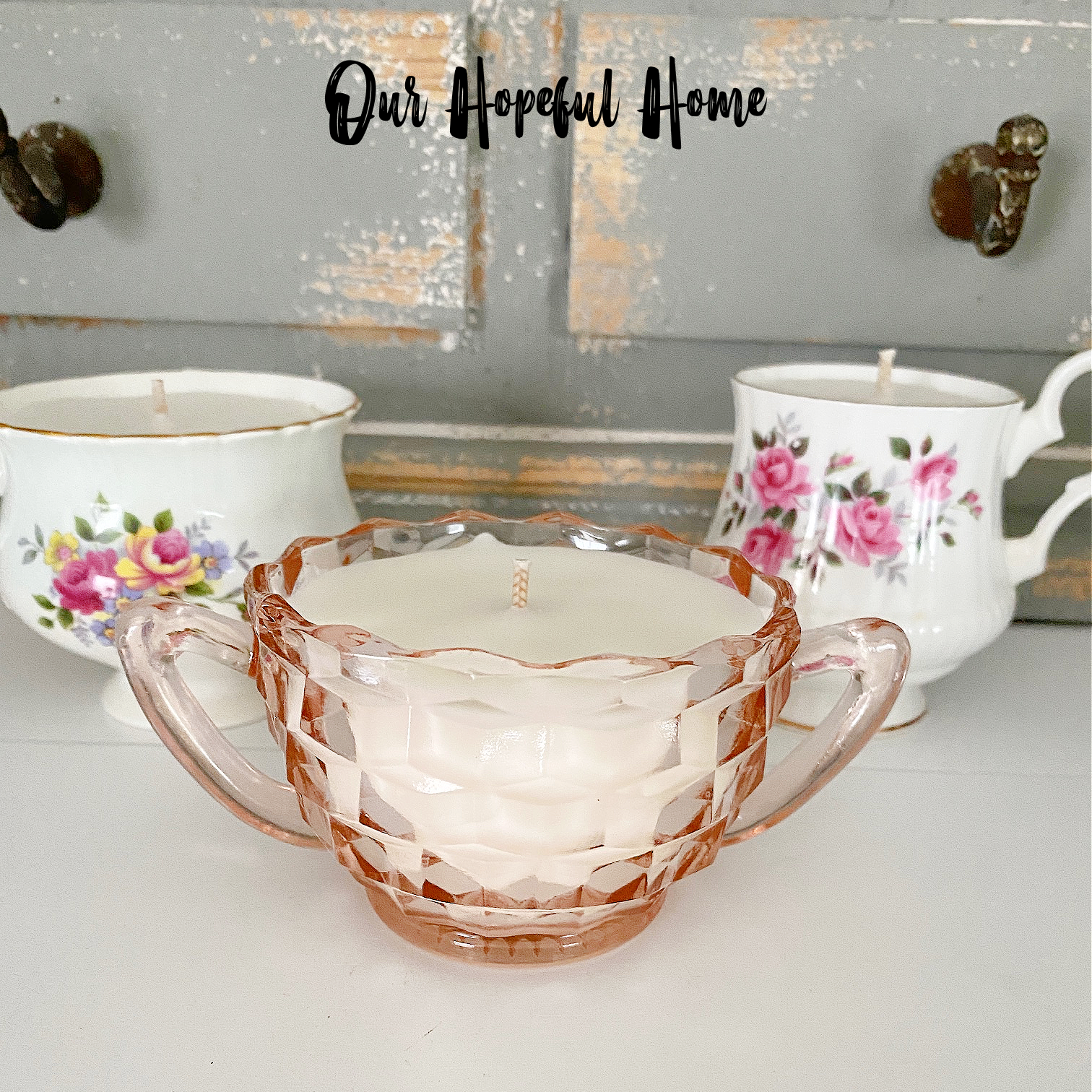 Our Hopeful Home: DIY Lemon Scented Candles In Vintage Tea Cups