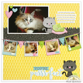 Doodlebug Design Kitten Smitten Purrfect Cat Layout by Mendi Yoshikawa.