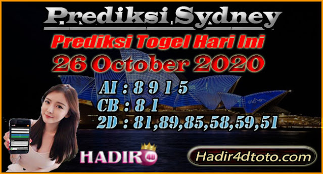 PREDIKSI TOGEL SYDNEY 26 OCTOBER 2020