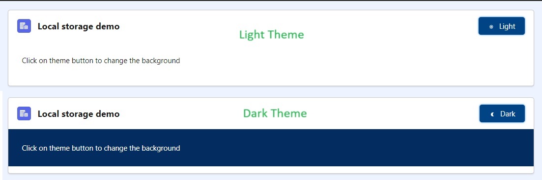 Local Storage Example with LWC - Output