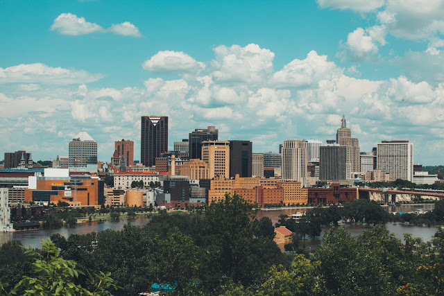 City view with cloud