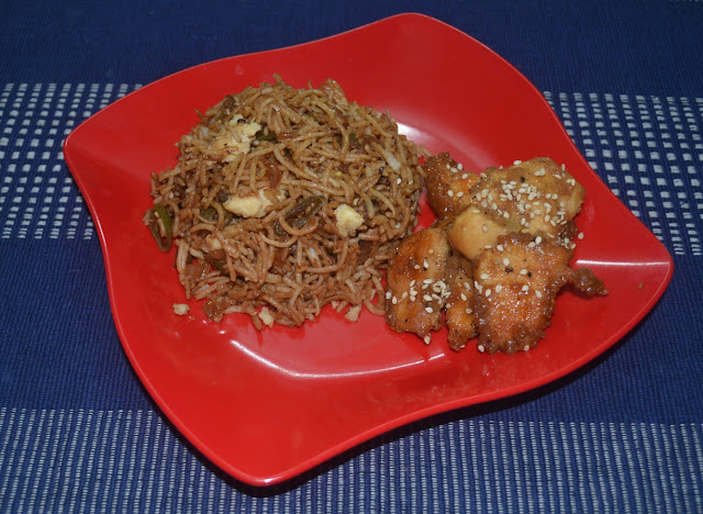 egg fried rice with lemon chicken