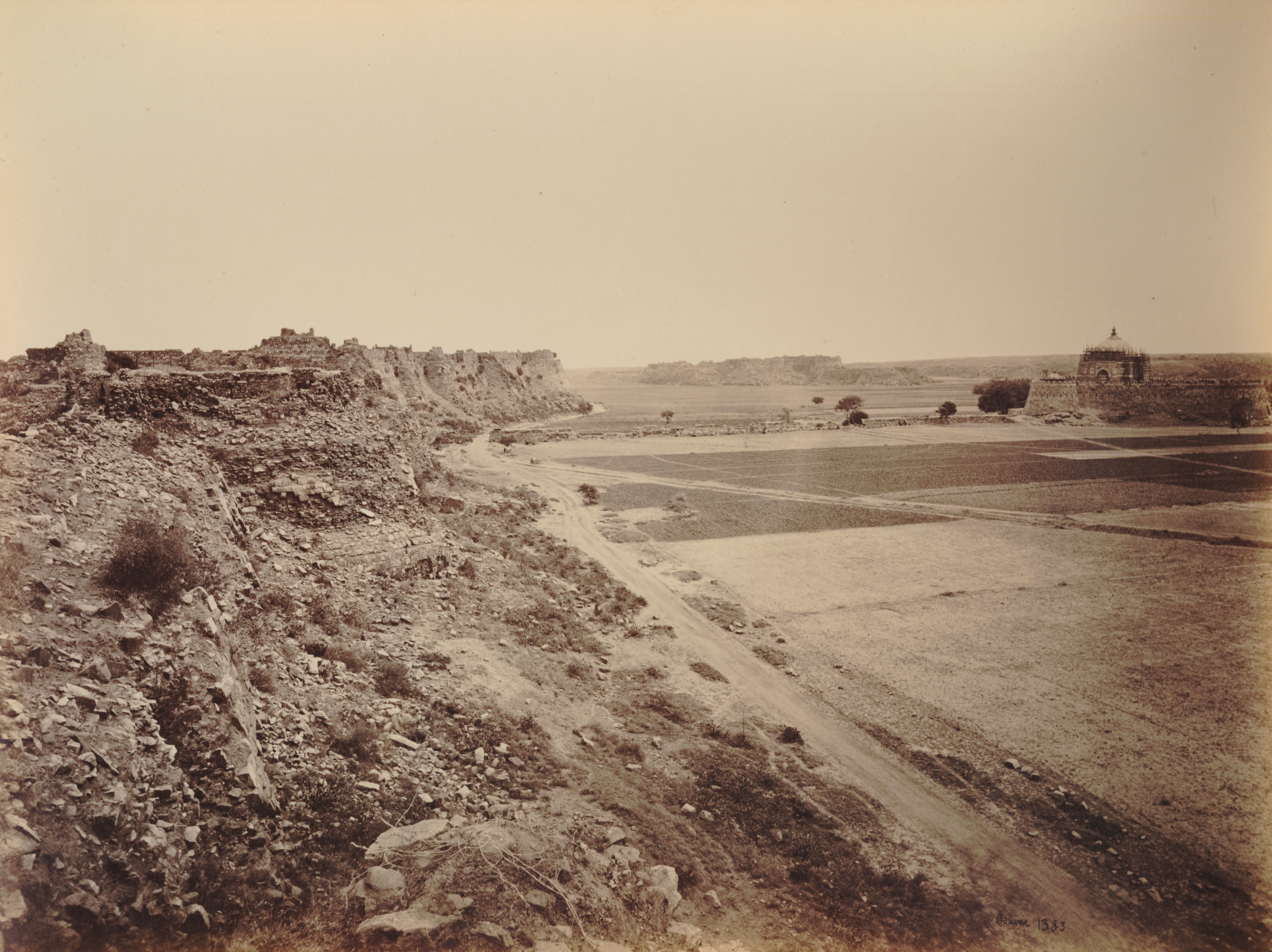 Ruins of Tughlaqabad Fort & Tomb of Ghiyath al-Din (Ghiyasuddin) Tughluq, Delhi, India | Rare & Old Vintage Photos (1870)
