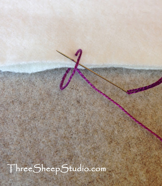 Blanket Stitch - Scalloped Blanket Stitch - How To Conceal Knots - ThreeSheepStudio.com