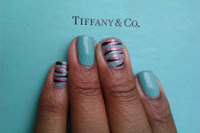 For Audrey, Tiffany, blue, zebra print, tiger print, accent nail, nail art, mani