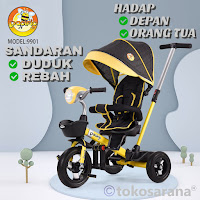 Sepeda Roda Tiga Anak Pacific 9901 Hadap Depam Orang Tua Duduk Rebah Safety Guardrail w Cross Belt Tricycle Stroller Grows w Your Children