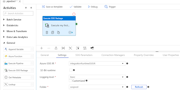 Updated ADF Pipeline Activity for SSIS packages