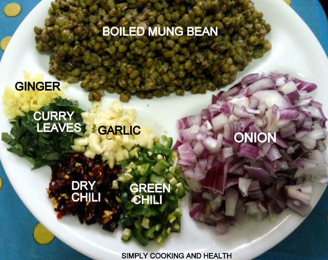 Ingredients for Fried rice using whole mung bean with skin