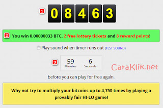 Cara Mendapatkan Reward 0.03275697 BTC Setiap 60 Menit