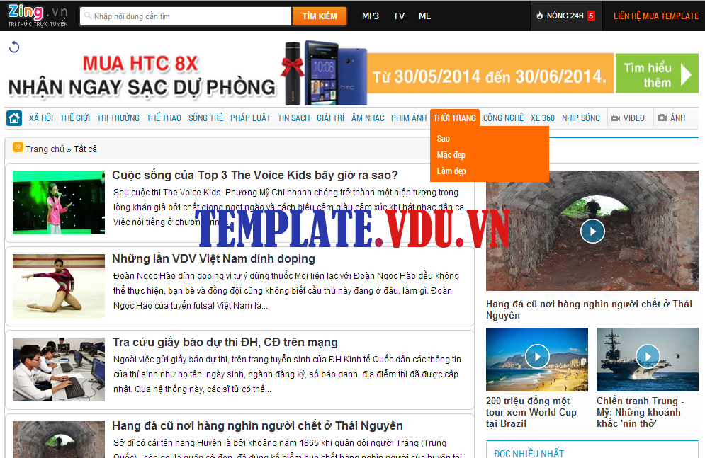 Template Blogspot Tin Tức Giống Zing.vn, Themes Blogger For News Đẹp