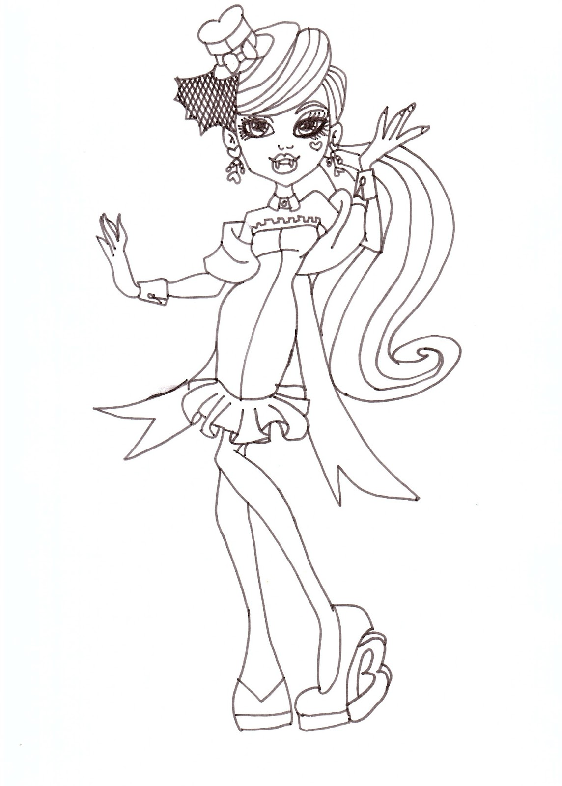 Download Free Printable Monster High Coloring Pages: Draculaura Dawn of the Dance Coloring Sheet