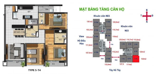 Mặt bằng căn hộ N03T4 Horizon Tower Ngoại giao đoàn