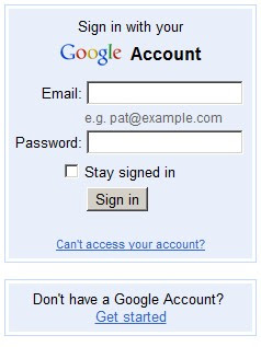 google login interface