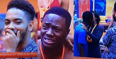 #BBNaija K Brule jumped off the stairs after Anto refused to kiss him.. then Bitto starts crying for him