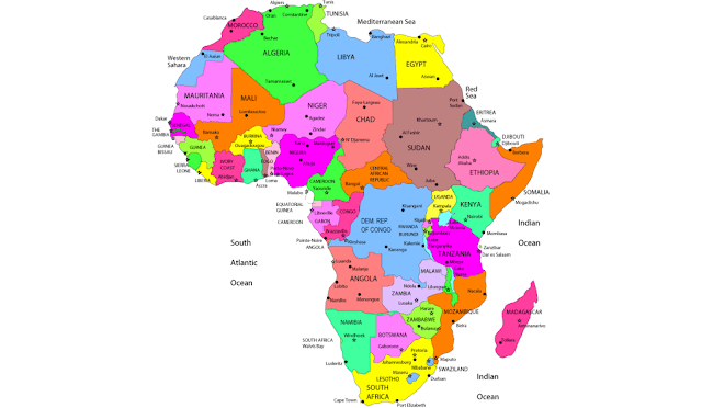 Africa map with country names