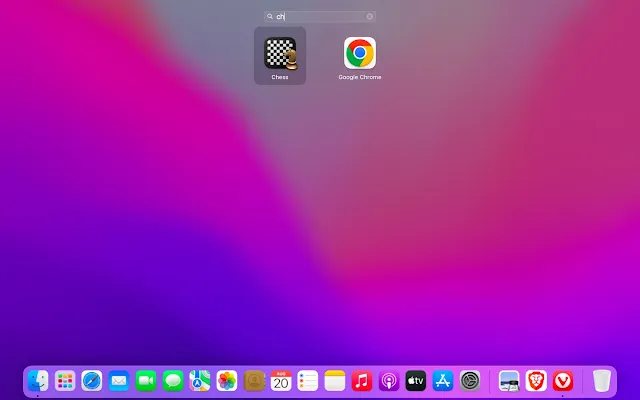 searching an app on macbook