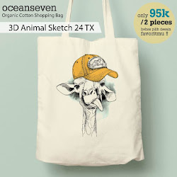 OceanSeven_Shopping Bag_Tas Belanja__Nature & Animal_3D Animal Sketch 24 TX