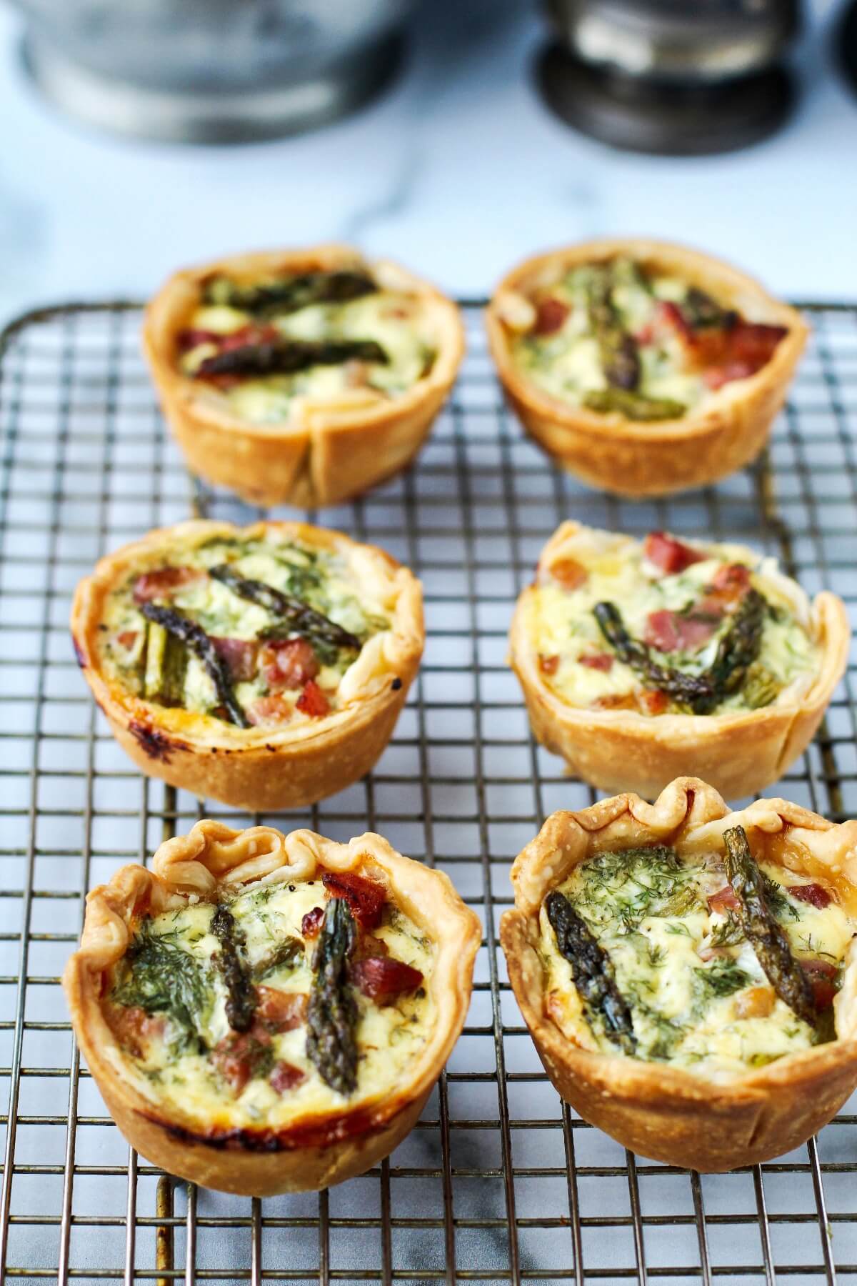 Pancetta and asparagus tarts