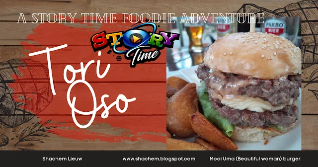 " Mooi Uma burger and Parbo bier from Tori Oso in Paramaribo"