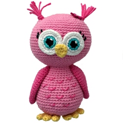 Búho rosa amigurumi