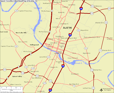 Road map of Austin Texas