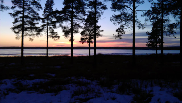 Asics winter running Sweden sunset