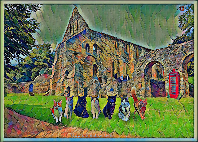 The B Team's Battle Abbey Selfie ©BionicBasil® The Caturday Art Blog Hop and Smooch's UK Historical Travel Guide