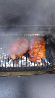 boneless pork roast (pork butt, boston butt) on the Traeger