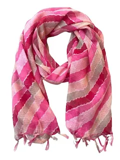 Akshadeep Women’s Laheriya Print Kota Doria Dupatta | Pink Fancy Traditional Dupatta | Lightweight Ethnic Stole | 2.2m Length