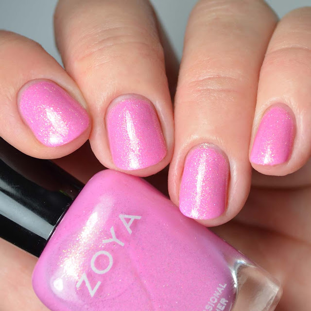 pink shimmer nail polish swatch