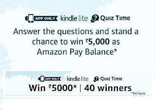 ANSWERS - Amazon KINDLE LITE QUIZ TIME ANSWER and Win Rs.5000/-