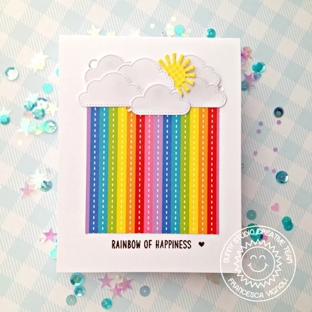 Sunny Studio Stamps: Best Fishes Fluffy Clouds Over The Rainbow Rainbow Word Die Rainbow Themed Cards by Franci Vignoli and Mona Toth