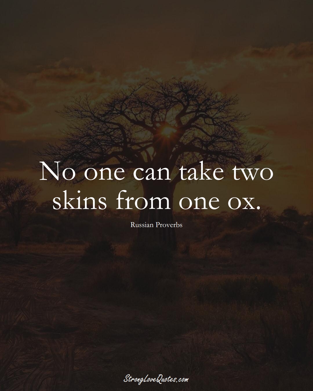 No one can take two skins from one ox. (Russian Sayings);  #AsianSayings