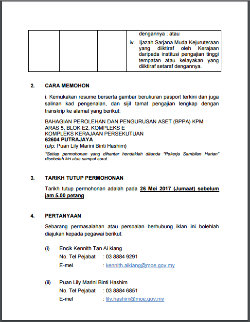 Jawatan Kosong Kerajaan Terkini 2017 Di Kementerian Pendidikan Malaysia Kpm